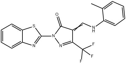 2-(1,3-benzothiazol-2-yl)-4-(2-toluidinomethylene)-5-(trifluoromethyl)-2,4-dihydro-3H-pyrazol-3-one Structure