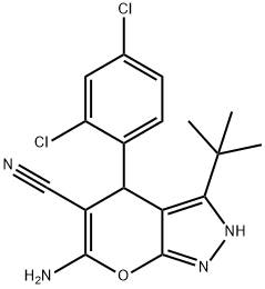 6-amino-3-tert-butyl-4-(2,4-dichlorophenyl)-1,4-dihydropyrano[2,3-c]pyrazole-5-carbonitrile Structure