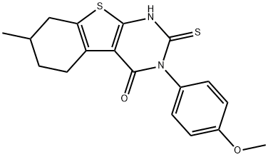 3-(4-methoxyphenyl)-7-methyl-2-sulfanyl-5,6,7,8-tetrahydro[1]benzothieno[2,3-d]pyrimidin-4(3H)-one 结构式