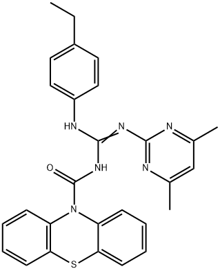 N-(4,6-dimethyl-2-pyrimidinyl)-N'-(4-ethylphenyl)-N''-(10H-phenothiazin-10-ylcarbonyl)guanidine Structure