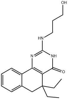 5,5-diethyl-2-[(3-hydroxypropyl)amino]-5,6-dihydrobenzo[h]quinazolin-4(3H)-one Struktur