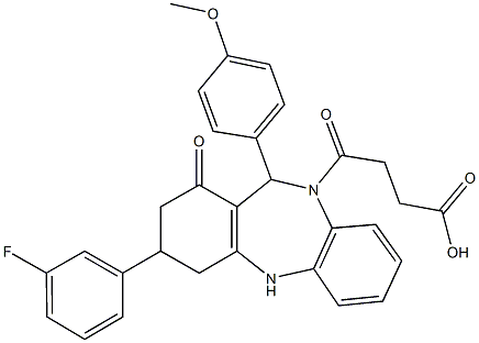 4-[3-(3-fluorophenyl)-11-(4-methoxyphenyl)-1-oxo-1,2,3,4,5,11-hexahydro-10H-dibenzo[b,e][1,4]diazepin-10-yl]-4-oxobutanoic acid 结构式