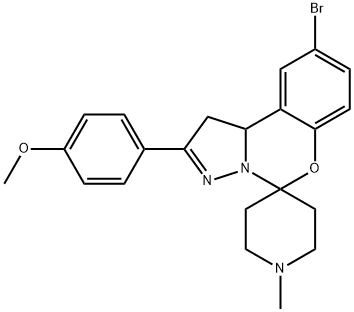 9'-bromo-2'-(4-methoxyphenyl)-1-methyl-1',10'b-dihydrospiro(piperidine-4,5'-pyrazolo[1,5-c][1,3]benzoxazine) 结构式