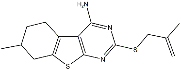 7-methyl-2-[(2-methyl-2-propenyl)sulfanyl]-5,6,7,8-tetrahydro[1]benzothieno[2,3-d]pyrimidin-4-ylamine Struktur