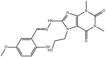 2-hydroxy-5-methoxybenzaldehyde [7-(2-hydroxyethyl)-1,3-dimethyl-2,6-dioxo-2,3,6,7-tetrahydro-1H-purin-8-yl]hydrazone,375832-68-1,结构式