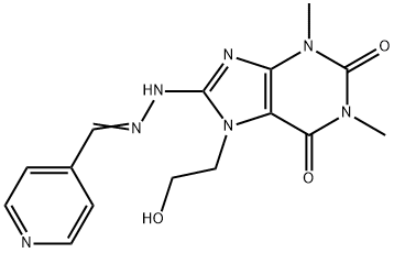 isonicotinaldehyde [7-(2-hydroxyethyl)-1,3-dimethyl-2,6-dioxo-2,3,6,7-tetrahydro-1H-purin-8-yl]hydrazone Structure