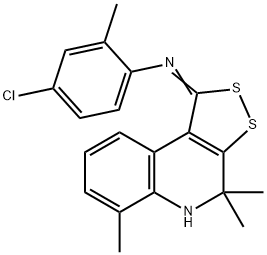 N-(4-chloro-2-methylphenyl)-N-(4,4,6-trimethyl-4,5-dihydro-1H-[1,2]dithiolo[3,4-c]quinolin-1-ylidene)amine 结构式