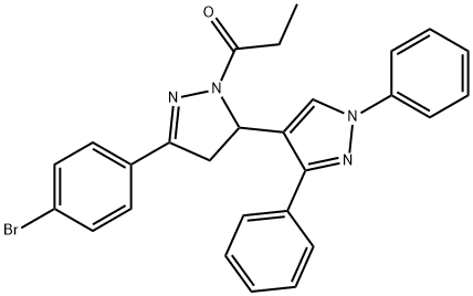 3-(4-bromophenyl)-5-(1,3-diphenyl-1H-pyrazol-4-yl)-1-propionyl-4,5-dihydro-1H-pyrazole Struktur