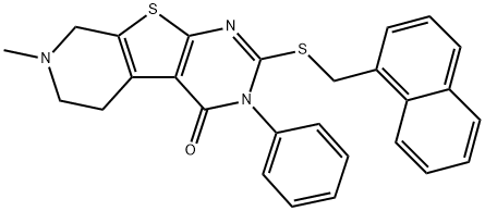 375842-39-0 7-methyl-2-[(1-naphthylmethyl)sulfanyl]-3-phenyl-5,6,7,8-tetrahydropyrido[4',3':4,5]thieno[2,3-d]pyrimidin-4(3H)-one