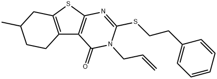3-allyl-7-methyl-2-[(2-phenylethyl)sulfanyl]-5,6,7,8-tetrahydro[1]benzothieno[2,3-d]pyrimidin-4(3H)-one Struktur