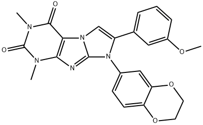 8-(2,3-dihydro-1,4-benzodioxin-6-yl)-7-(3-methoxyphenyl)-1,3-dimethyl-1H-imidazo[2,1-f]purine-2,4(3H,8H)-dione Structure