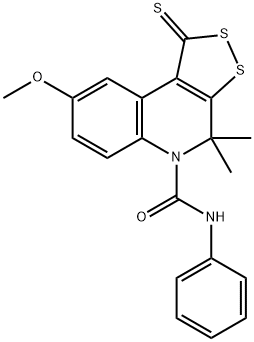 8-methoxy-4,4-dimethyl-N-phenyl-1-thioxo-1,4-dihydro-5H-[1,2]dithiolo[3,4-c]quinoline-5-carboxamide 结构式