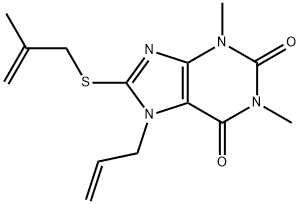 7-allyl-1,3-dimethyl-8-[(2-methylprop-2-enyl)thio]-3,7-dihydro-1H-purine-2,6-dione 化学構造式