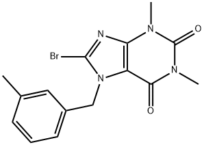 8-bromo-1,3-dimethyl-7-(3-methylbenzyl)-3,7-dihydro-1H-purine-2,6-dione,377064-31-8,结构式