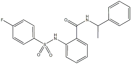 2-{[(4-fluorophenyl)sulfonyl]amino}-N-(1-phenylethyl)benzamide 化学構造式