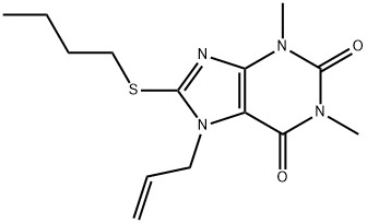 7-allyl-8-(butylsulfanyl)-1,3-dimethyl-3,7-dihydro-1H-purine-2,6-dione 化学構造式
