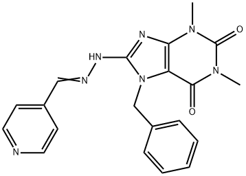 isonicotinaldehyde (7-benzyl-1,3-dimethyl-2,6-dioxo-2,3,6,7-tetrahydro-1H-purin-8-yl)hydrazone Structure