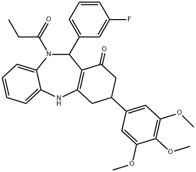 11-(3-fluorophenyl)-10-propionyl-3-(3,4,5-trimethoxyphenyl)-2,3,4,5,10,11-hexahydro-1H-dibenzo[b,e][1,4]diazepin-1-one|