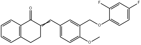 2-{3-[(2,4-difluorophenoxy)methyl]-4-methoxybenzylidene}-3,4-dihydro-1(2H)-naphthalenone 化学構造式