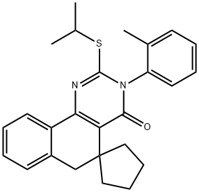 378219-63-7 2-(isopropylsulfanyl)-3-(2-methylphenyl)-5,6-dihydrospiro(benzo[h]quinazoline-5,1'-cyclopentane)-4(3H)-one