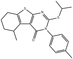 2-(isopropylsulfanyl)-5-methyl-3-(4-methylphenyl)-5,6,7,8-tetrahydro[1]benzothieno[2,3-d]pyrimidin-4(3H)-one 结构式