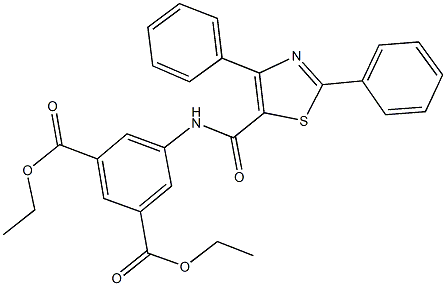 diethyl 5-{[(2,4-diphenyl-1,3-thiazol-5-yl)carbonyl]amino}isophthalate 结构式
