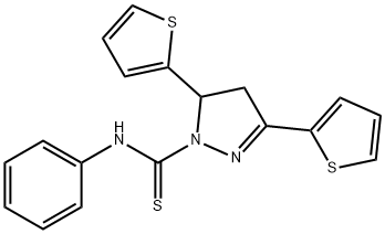 N-phenyl-3,5-di(2-thienyl)-4,5-dihydro-1H-pyrazole-1-carbothioamide Structure