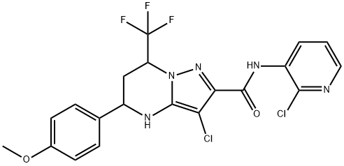 378752-14-8 3-chloro-N-(2-chloro-3-pyridinyl)-5-(4-methoxyphenyl)-7-(trifluoromethyl)-4,5,6,7-tetrahydropyrazolo[1,5-a]pyrimidine-2-carboxamide