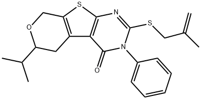 6-isopropyl-2-[(2-methyl-2-propenyl)sulfanyl]-3-phenyl-3,5,6,8-tetrahydro-4H-pyrano[4',3':4,5]thieno[2,3-d]pyrimidin-4-one Structure