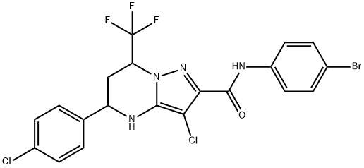 N-(4-bromophenyl)-3-chloro-5-(4-chlorophenyl)-7-(trifluoromethyl)-4,5,6,7-tetrahydropyrazolo[1,5-a]pyrimidine-2-carboxamide Structure