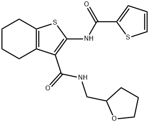 N-(tetrahydro-2-furanylmethyl)-2-[(2-thienylcarbonyl)amino]-4,5,6,7-tetrahydro-1-benzothiophene-3-carboxamide 结构式