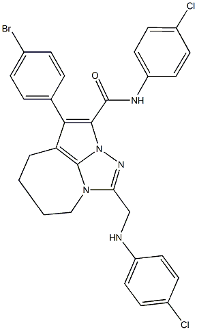 4-(4-bromophenyl)-1-[(4-chloroanilino)methyl]-N-(4-chlorophenyl)-5,6,7,8-tetrahydro-2,2a,8a-triazacyclopenta[cd]azulene-3-carboxamide Structure