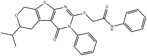 378763-62-3 2-[(6-isopropyl-4-oxo-3-phenyl-3,5,6,8-tetrahydro-4H-pyrano[4',3':4,5]thieno[2,3-d]pyrimidin-2-yl)sulfanyl]-N-phenylacetamide