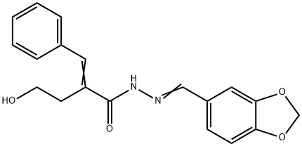 N'-(1,3-benzodioxol-5-ylmethylene)-2-(2-hydroxyethyl)-3-phenylacrylohydrazide Struktur
