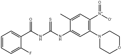 N-(2-fluorobenzoyl)-N'-[4-nitro-2-methyl-5-(4-morpholinyl)phenyl]thiourea 结构式