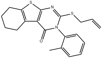 2-(allylsulfanyl)-3-(2-methylphenyl)-5,6,7,8-tetrahydro[1]benzothieno[2,3-d]pyrimidin-4(3H)-one Structure