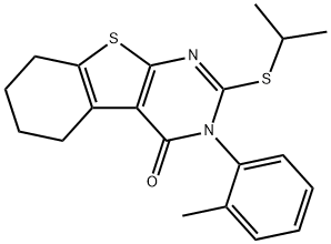 2-(isopropylsulfanyl)-3-(2-methylphenyl)-5,6,7,8-tetrahydro[1]benzothieno[2,3-d]pyrimidin-4(3H)-one Struktur