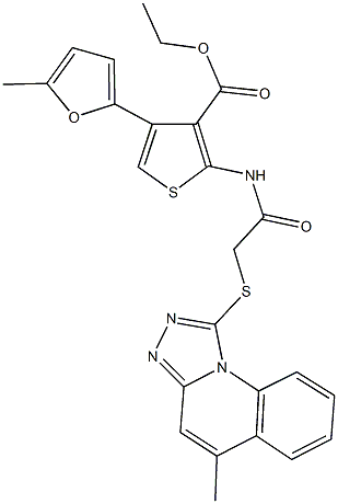 ethyl 4-(5-methyl-2-furyl)-2-({[(5-methyl[1,2,4]triazolo[4,3-a]quinolin-1-yl)sulfanyl]acetyl}amino)-3-thiophenecarboxylate Struktur
