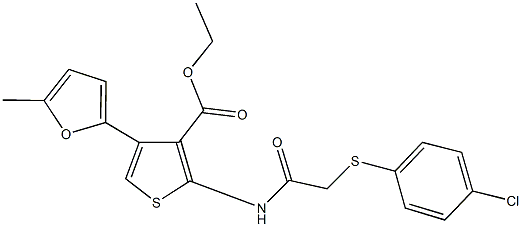ethyl 2-({[(4-chlorophenyl)sulfanyl]acetyl}amino)-4-(5-methyl-2-furyl)-3-thiophenecarboxylate,379236-71-2,结构式
