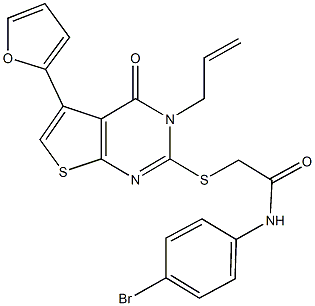 2-{[3-allyl-5-(2-furyl)-4-oxo-3,4-dihydrothieno[2,3-d]pyrimidin-2-yl]sulfanyl}-N-(4-bromophenyl)acetamide Structure