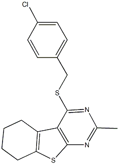 4-chlorobenzyl 2-methyl-5,6,7,8-tetrahydro[1]benzothieno[2,3-d]pyrimidin-4-yl sulfide|