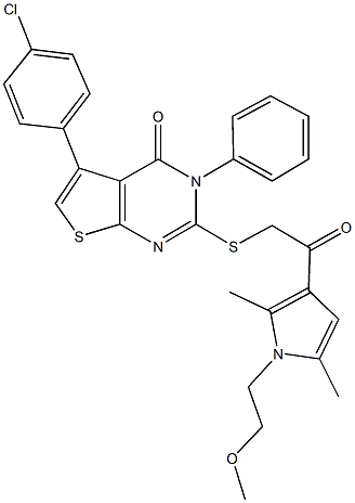 5-(4-chlorophenyl)-2-({2-[1-(2-methoxyethyl)-2,5-dimethyl-1H-pyrrol-3-yl]-2-oxoethyl}sulfanyl)-3-phenylthieno[2,3-d]pyrimidin-4(3H)-one 结构式