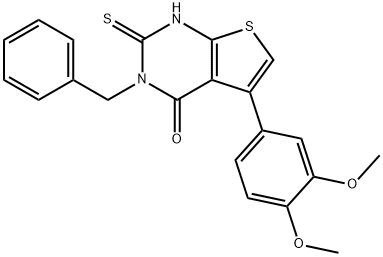 3-benzyl-5-(3,4-dimethoxyphenyl)-2-thioxo-2,3-dihydrothieno[2,3-d]pyrimidin-4(1H)-one 结构式