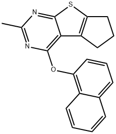 2-methyl-4-(1-naphthyloxy)-6,7-dihydro-5H-cyclopenta[4,5]thieno[2,3-d]pyrimidine Structure