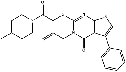 3-allyl-2-{[2-(4-methylpiperidin-1-yl)-2-oxoethyl]sulfanyl}-5-phenylthieno[2,3-d]pyrimidin-4(3H)-one,379242-15-6,结构式