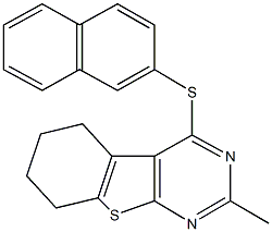 2-methyl-5,6,7,8-tetrahydro[1]benzothieno[2,3-d]pyrimidin-4-yl 2-naphthyl sulfide Struktur