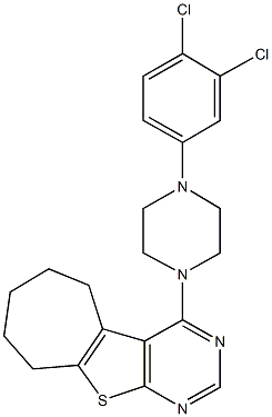 4-[4-(3,4-dichlorophenyl)piperazin-1-yl]-6,7,8,9-tetrahydro-5H-cyclohepta[4,5]thieno[2,3-d]pyrimidine Structure