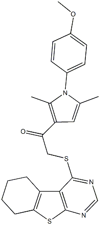 1-[1-(4-methoxyphenyl)-2,5-dimethyl-1H-pyrrol-3-yl]-2-(5,6,7,8-tetrahydro[1]benzothieno[2,3-d]pyrimidin-4-ylsulfanyl)ethanone Structure