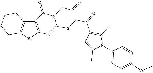 3-allyl-2-({2-[1-(4-methoxyphenyl)-2,5-dimethyl-1H-pyrrol-3-yl]-2-oxoethyl}sulfanyl)-5,6,7,8-tetrahydro[1]benzothieno[2,3-d]pyrimidin-4(3H)-one,379244-37-8,结构式
