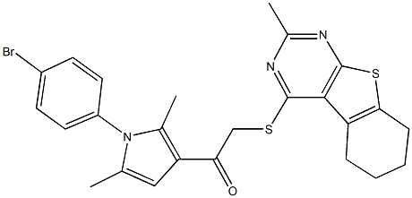 1-[1-(4-bromophenyl)-2,5-dimethyl-1H-pyrrol-3-yl]-2-[(2-methyl-5,6,7,8-tetrahydro[1]benzothieno[2,3-d]pyrimidin-4-yl)sulfanyl]ethanone Structure